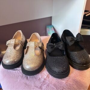 Cat & Jack Glittery Gold and Black Dress Shoes